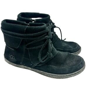 UGG AUSTRALIA Womens Size 7 Reid Moccasins Soft Suede ANKLE Boot Black Authentic
